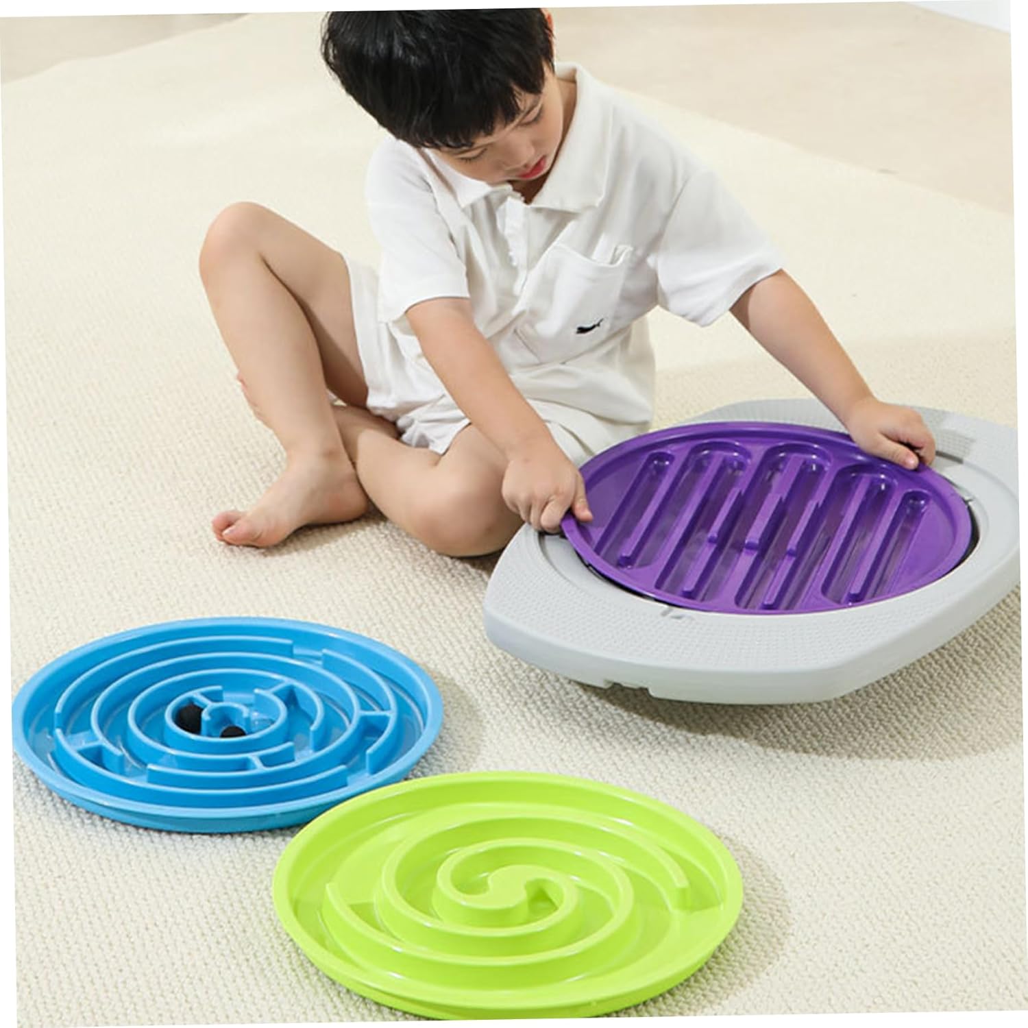 Balance Board Kids, 53x39cm Kids Wobble Balance Board with 3-Level Replacement Maze, Non-Slip Toddler Training Sensory