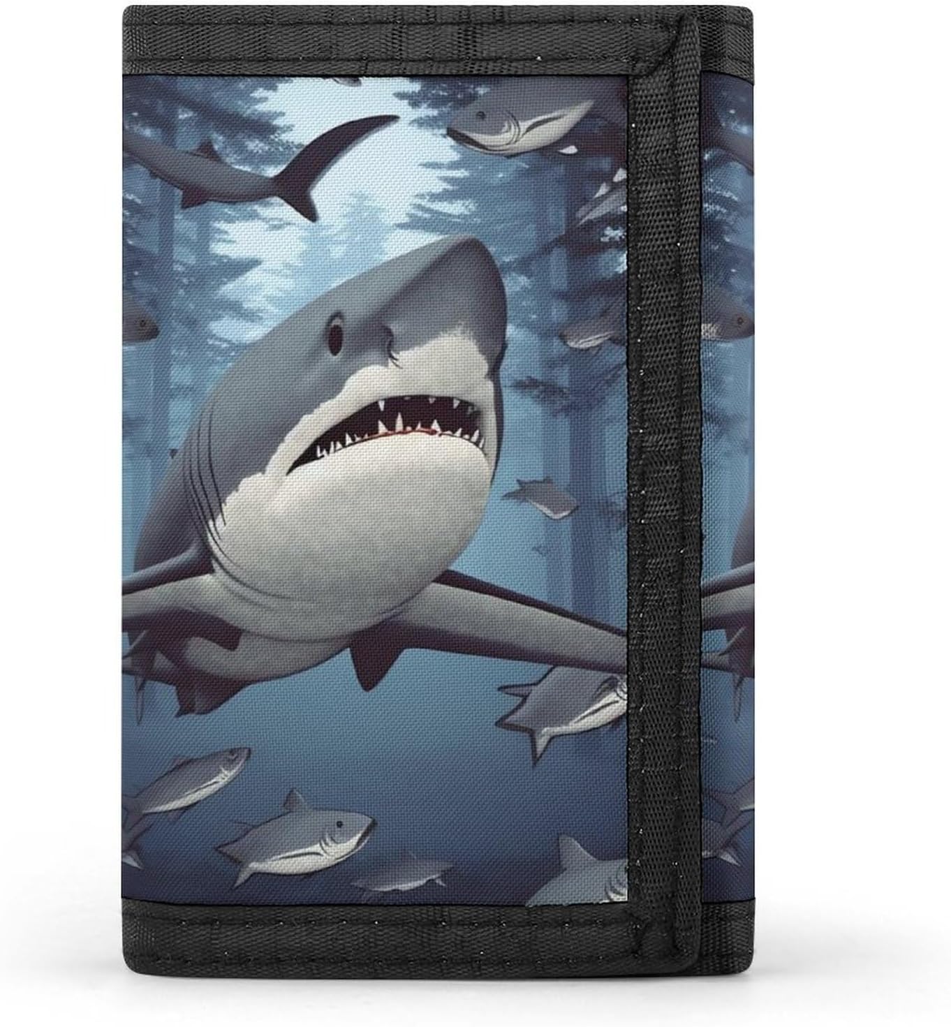 Funny Sharks Design Wallet for Men, Extra Capacity Trifold Wallet for Women, Foldable Money Clip with ID Window for Pocket, Credit Card Holder, Personalized Wallets for Travel