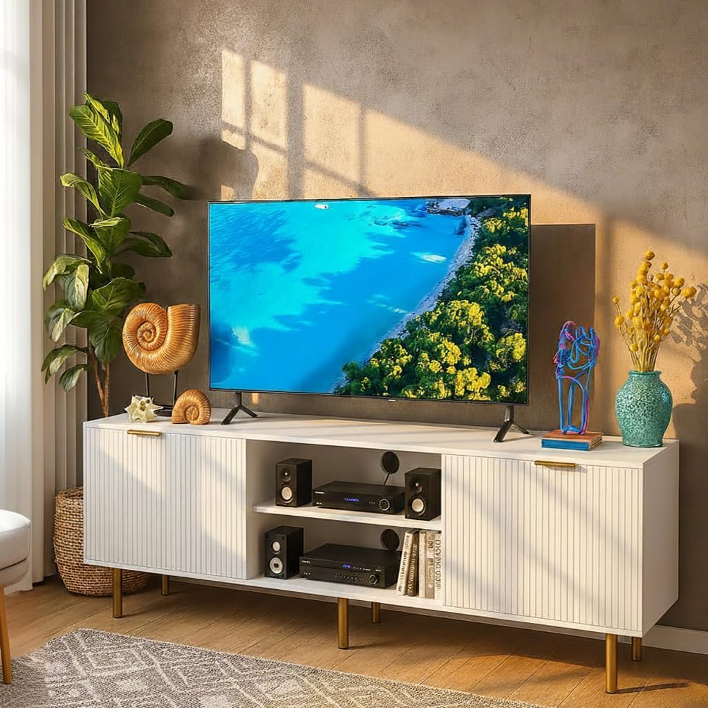 TV Stand for TVs up to 65 Inch,TV Stands for Living Room & Bedroom,Mid Century Modern TV Console,Entertainment Center with Storage,Media Entertainment Stand,TV Cabinet for 45,50,55,60,65, TV