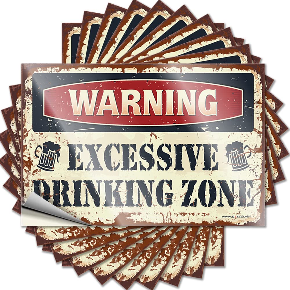 Tattoos Tiki Easy Apply | Warning Excessive Dring Zone Reading Water Peel and Stick(12X18CM)