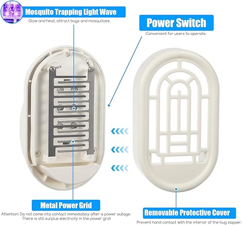 Miniatura 3 de Paquete de 2 exterminadores de insectos para interiores, con enchufe, matamosquitos, eléctrico, portátil, para el hogar, con luces moradas, lámpara