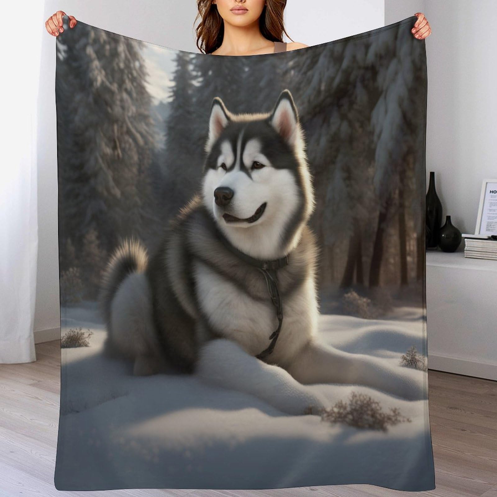 Plaid de canapé 150x200cm en flannel de qualité supérieure avec motif mignon de chien
