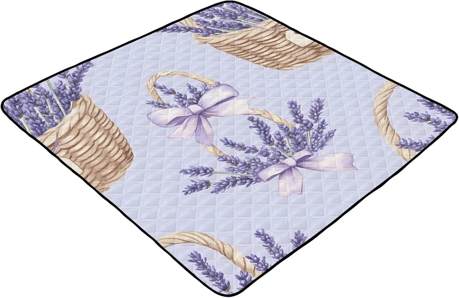 Watercolor Lavender and Bow Pattern Baby Play Mat, 50“ X 50” Washable Folding Crawling Mat, Baby Floor Mat, Soft, Thick, Non-Slip
