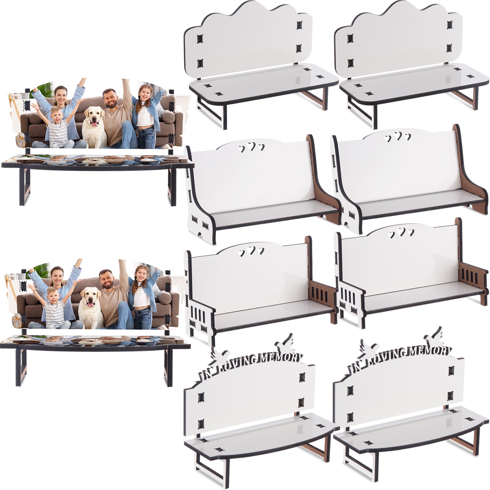 Barydat 10 Pieces Sublimation Memorial Bench Blanks Ornament Wooden Handmade Sublimation Memorial Blanks Nautical Beach Themed Picture Frame for Tabletop Home Ornaments Accessories, 7 x 4 Inches