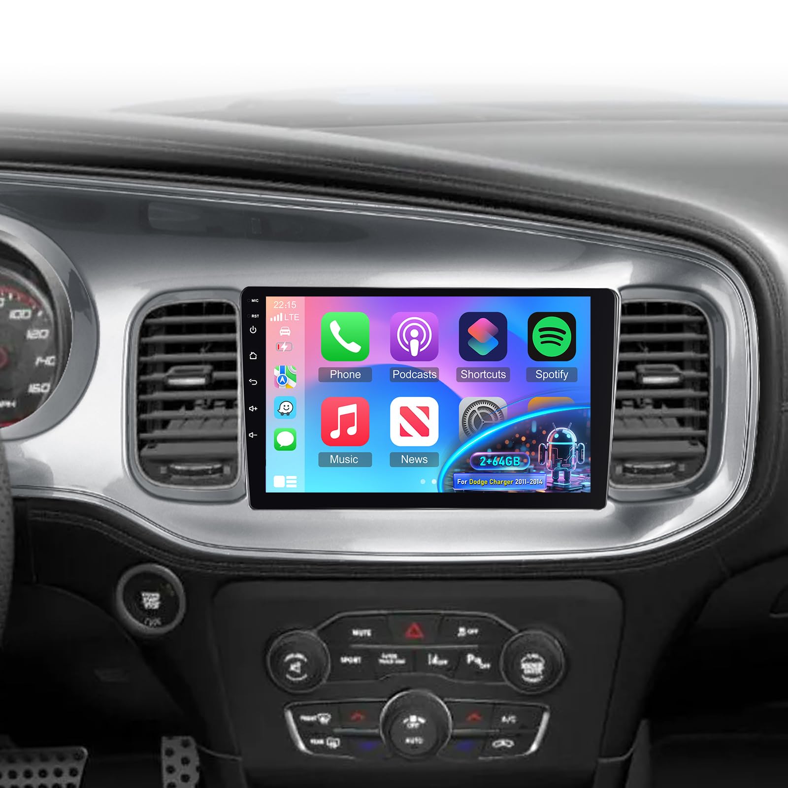 View 1 of [2G+64G] 9 inch Screen for Dodge Charger Radio 2011 2012 2013 2014 Android CarPlay Car Stereo, Wireless Car Play/Android Auto/EQ Audio/Bluetooth/SWC