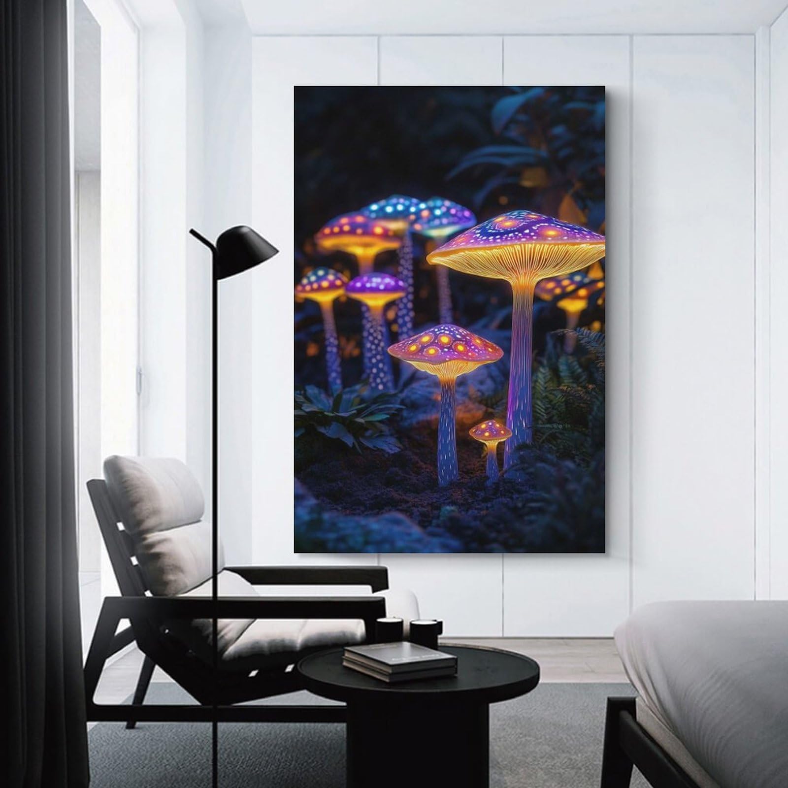 Junmoney Glowing Mushroom Forest Room Decor Wall Art, 24x36inch(60x90cm), for Hallway, Lounge Or Guest Room, Gift Idea for Housewarming And Birthdays