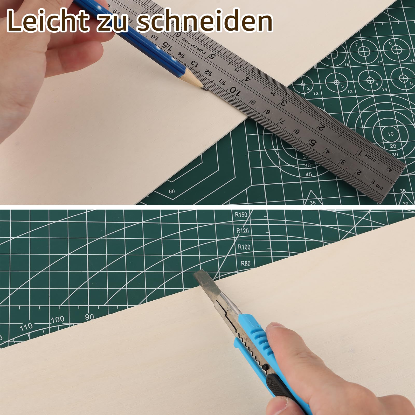 CYEER 10 Stück A3 Sperrholz 2mm, 420x300mm Sperrholzplatte, Pappelsperrholz 2mm, Laser Holz, Holzplatten zum Basteln, Holz Platten, Spanplatten, Balsaholz für DIY Kunst und Handwerk, Laserprojekte