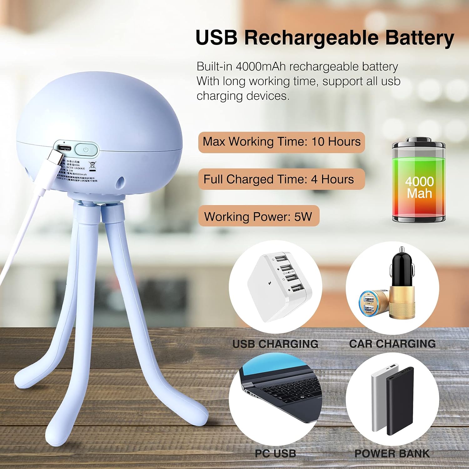 4000mAh Baby Stroller Cooling Fans Bladeless Flexible Tripod Clip with 3 Speeds,Portable Rotatable Handheld Personal Fan for Car Seat Crib Bike Treadmill : Baby