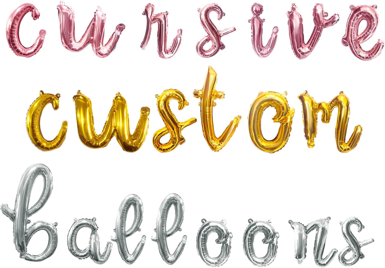 Cursive Letter BalloonsCustom Rose Gold Silver Gold