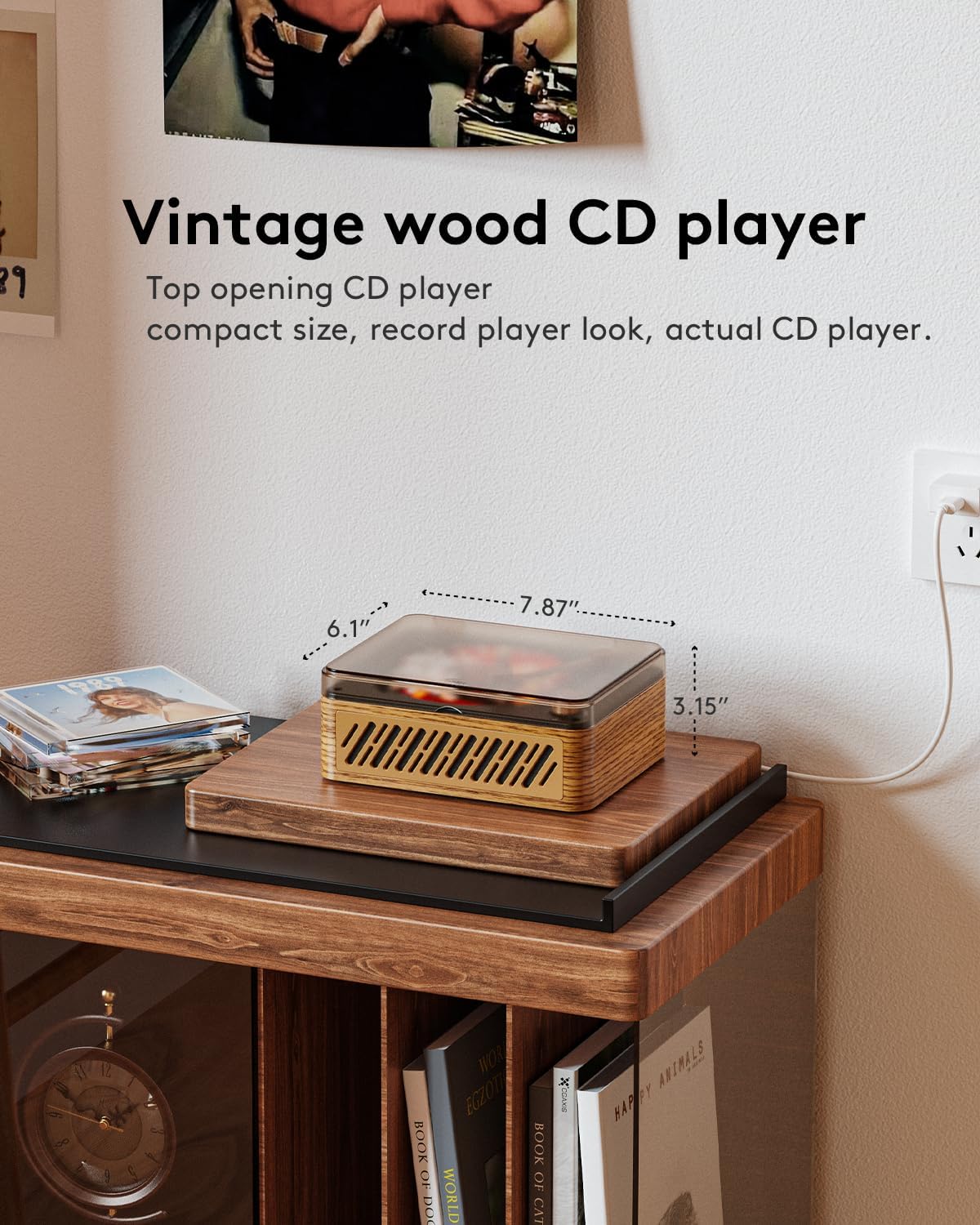 CARONSORT CD Player Music Box with Bluetooth,Nostalgic Retro with Speakers image 5
