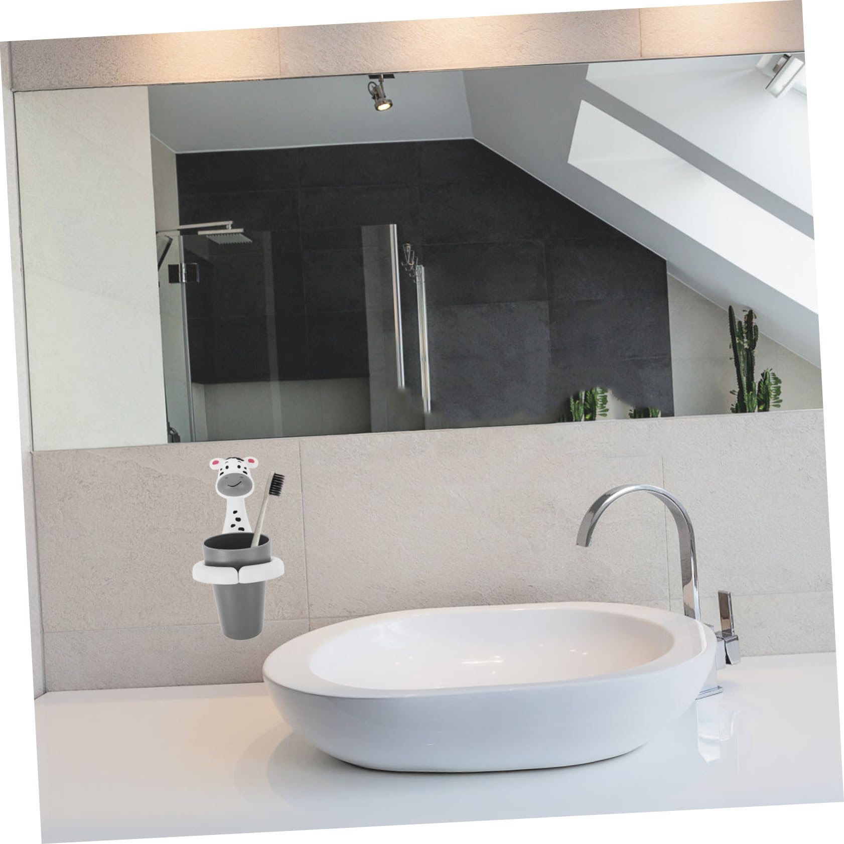SHINEOFI 5 Pezzi Porta Spazzolino da Muro per Spazzolini Elettrici e Bicchiere Organizer Elegante per Bagno Facile da Installare Design Pratico e Ufficio