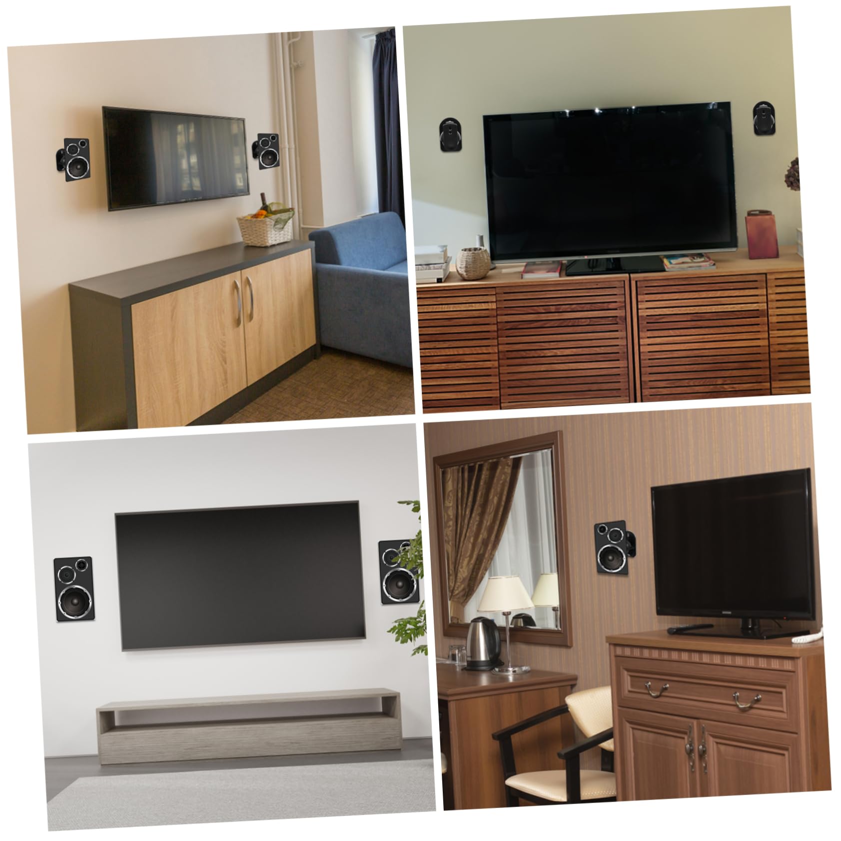 Support Mural pour Haut-parleur Surround 6 Ensembles Abs Noir Réglable
