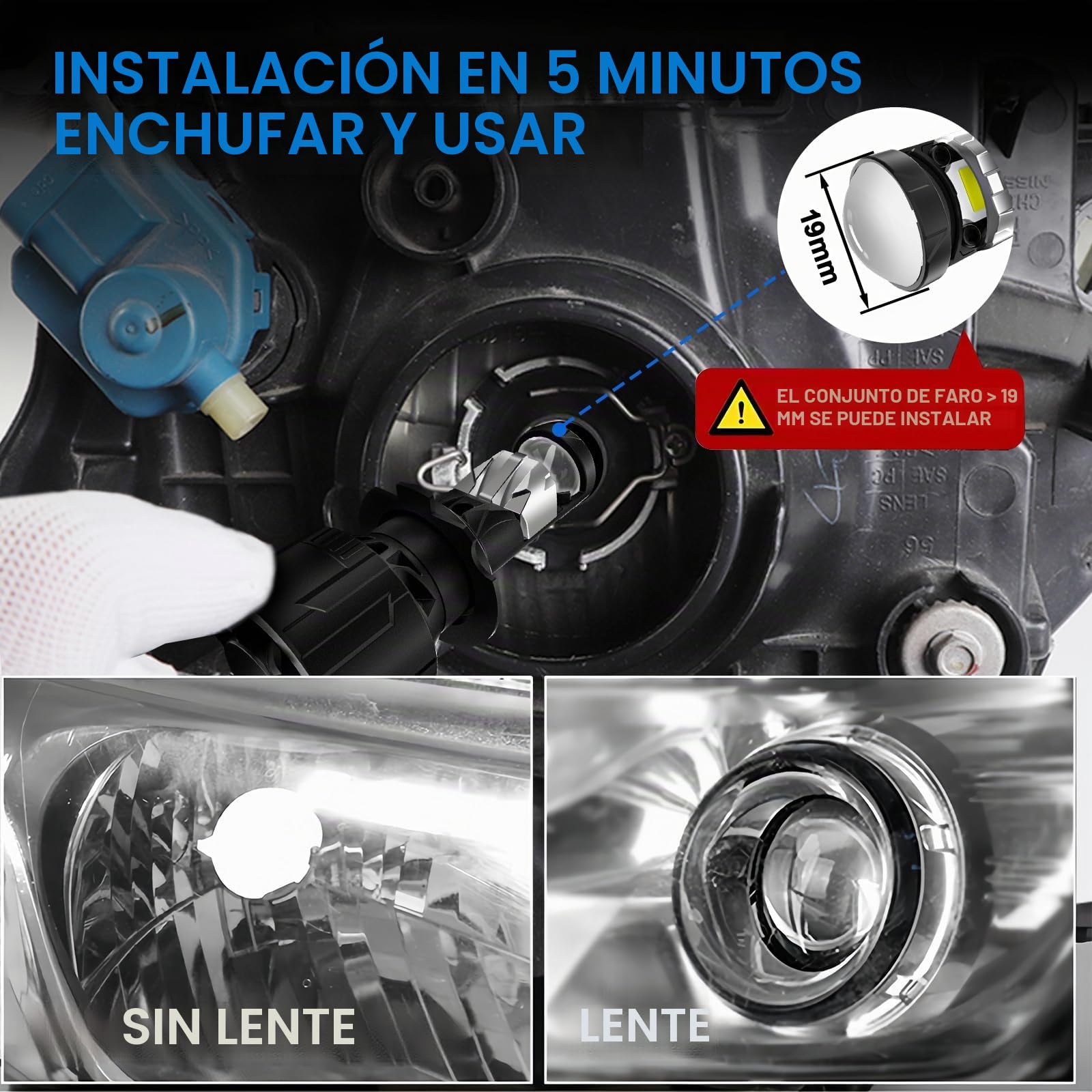 SHINYY Bombillas H7 LED Lenticular Faro para Coche y Moto 30000LM, 2025 Nueva Potente 6500K Blanca Fría Lámpara LED H7 con Lente para Luz de Cruce/Carretera, Canbus Anti-Error, Paquete de 2