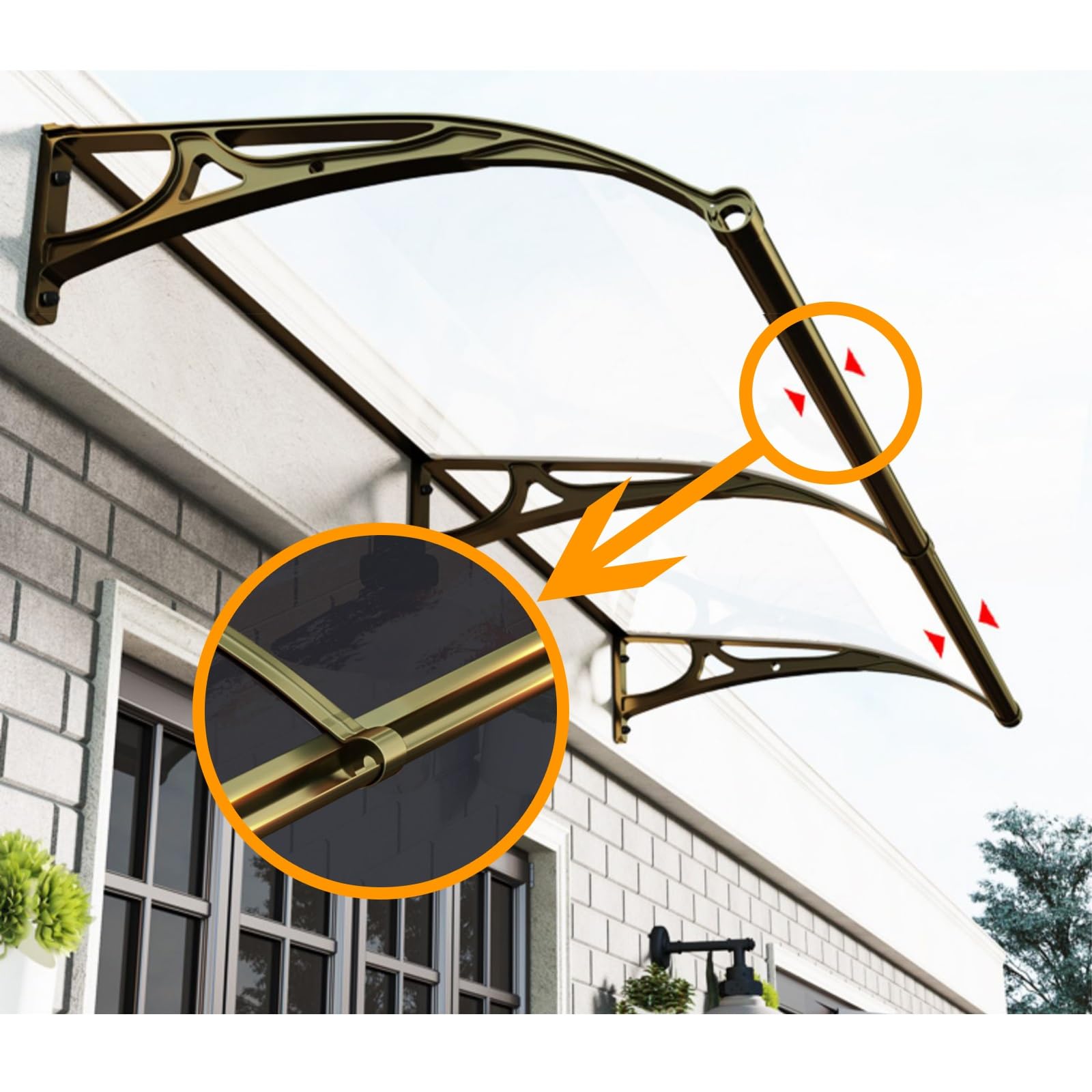 Sonnensegel Markise Vordach mit vergrößerter Dachrinne für Außenfenster und Tür 120cm x 150cm