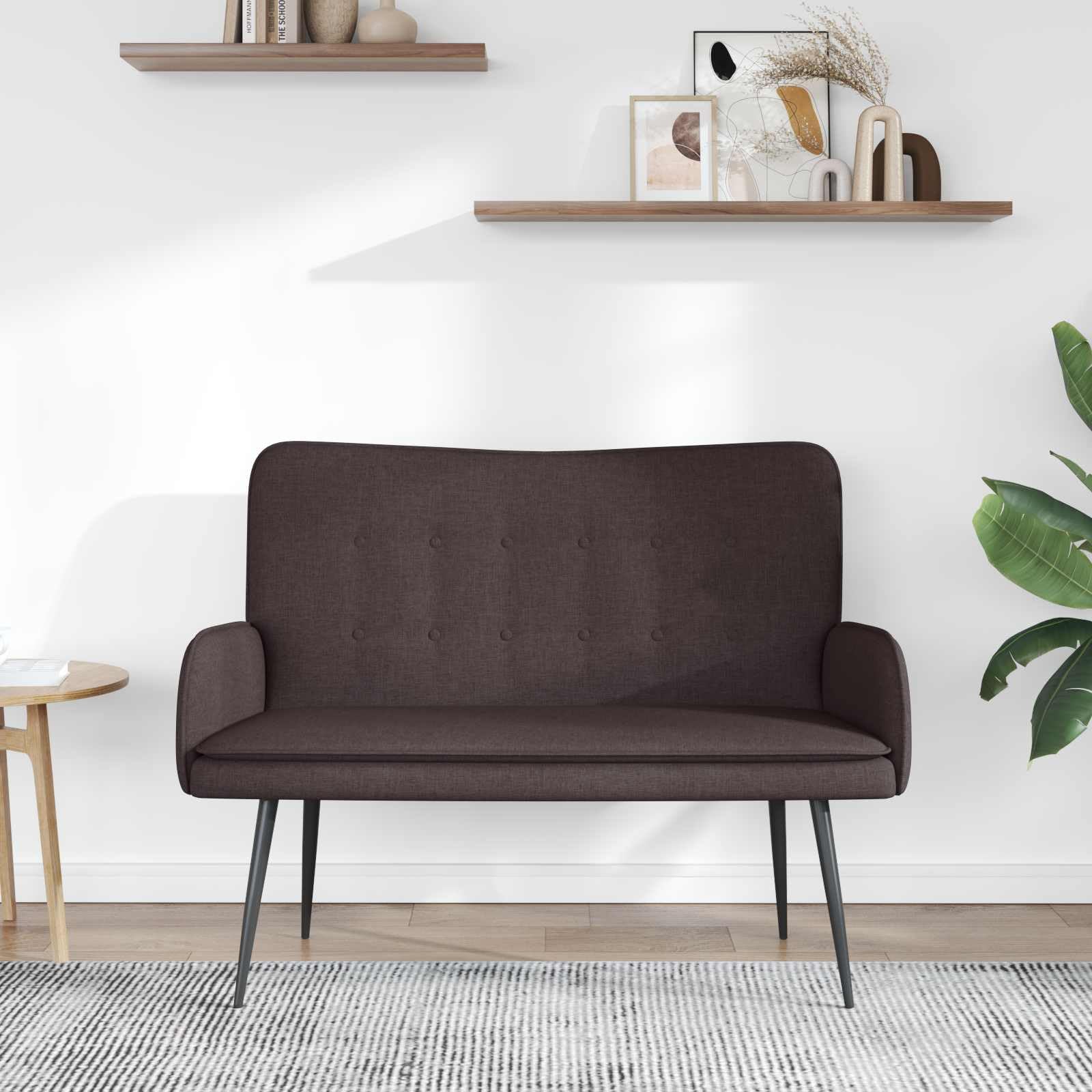 Zweisitzer Couch Dunkelbraun 115 x 61 x 87 cm Stoff mit Schlaffunktion und ausziehbarem Gästebett für Wohnzimmer, Büro, Lounge, skandinavisches, modernes Design