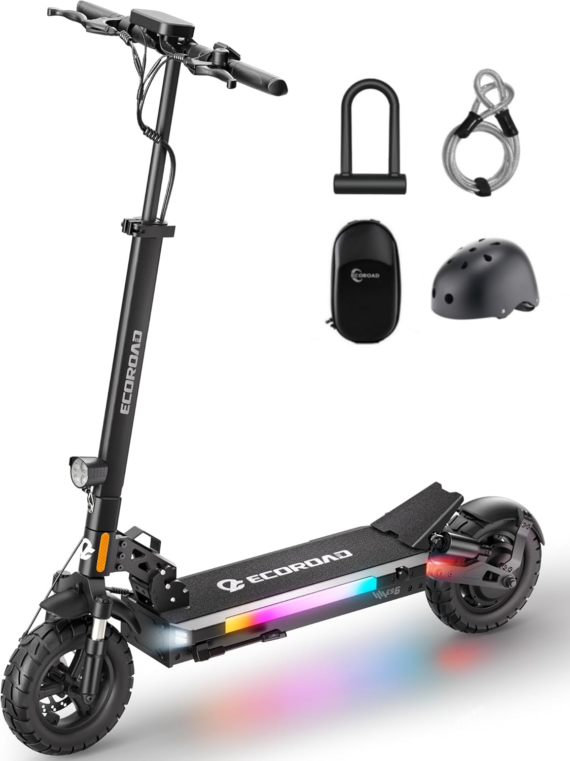 ECOROAD Electric Scooter for Adults, 1000W Peak Motor Up to 31 MPH, 37+ Miles Long Range, 10" All-Terrain Pneumatic Tires, Foldable Heavy Duty 330+ lbs E-Scooter with App & RGB Lights