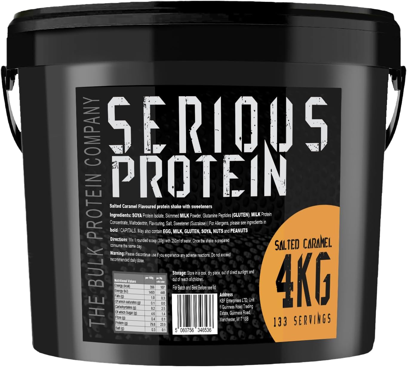 SERIOUS Protein – Protein Powder – 4kg – Low Carb – Supports Lean Muscle Growth – Recovery Supplement - The Bulk Protein Company - 133 Servings (Salted Caramel)