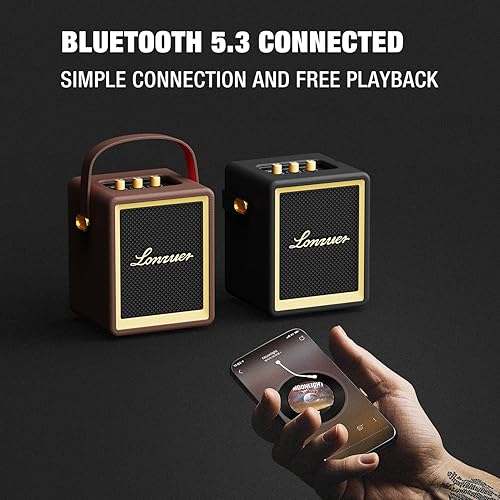 Miniatura 4 de Action - Altavoz portátil de madera con asa, pequeños altavoces Bluetooth portátiles con batería de 5000 mAh, Bluetooth inalámbrico para campaña en
