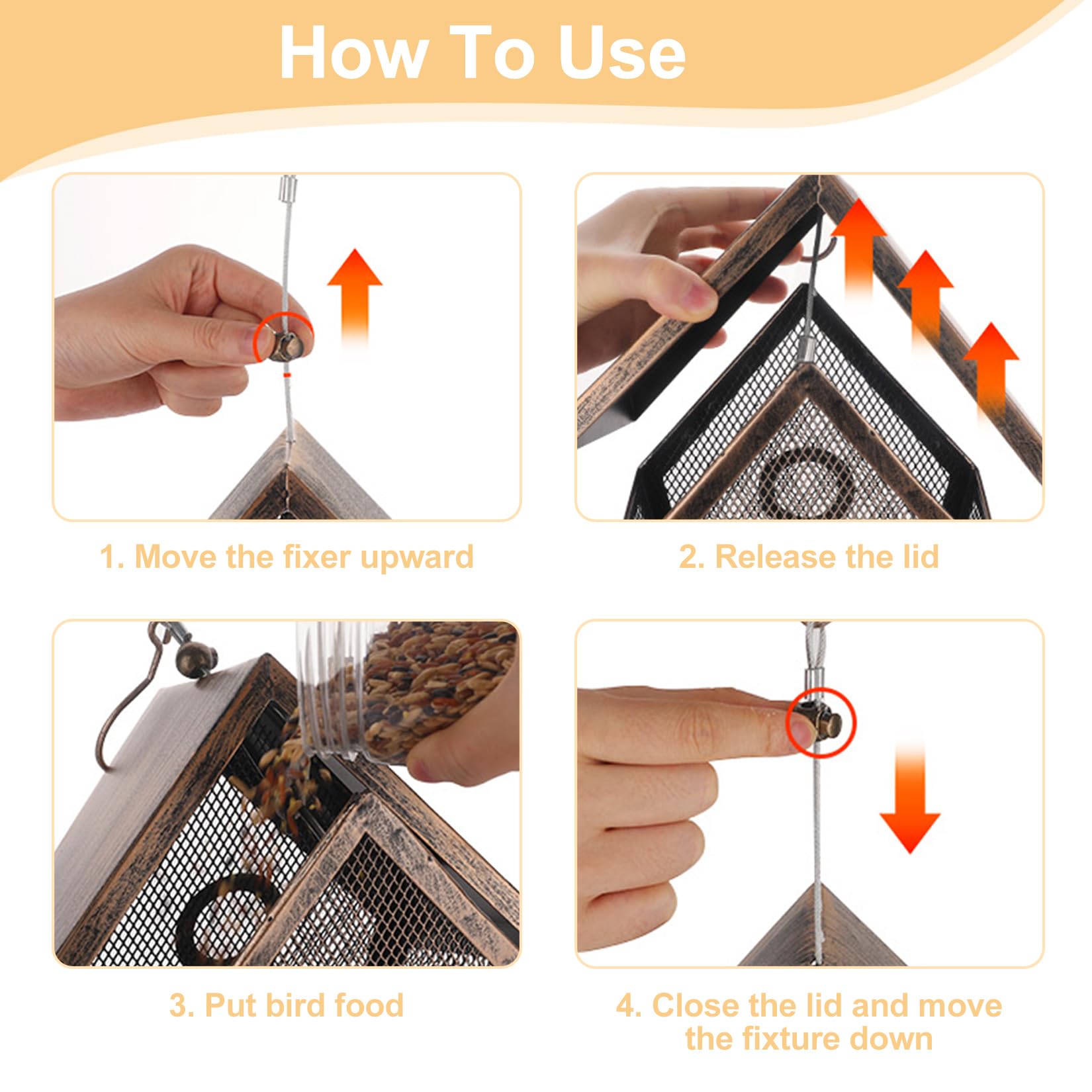 SCBOY Comedero pajaros Exterior Alta Resistencia a la Intemperie comederos para pajaros Gran Capacidad Bird Feeder para Exteriores Jardín Patio Traspatio — view 7