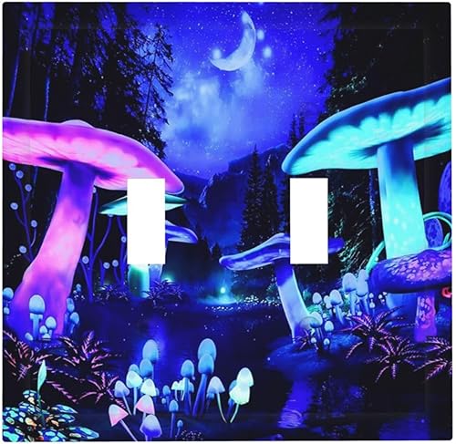 Miniatura 100 de Placa de pared de tortugas marinas, hierba oceánica, medusas, peces y algas marinas, placa de pared de doble palanca, cubierta de interruptor de luz