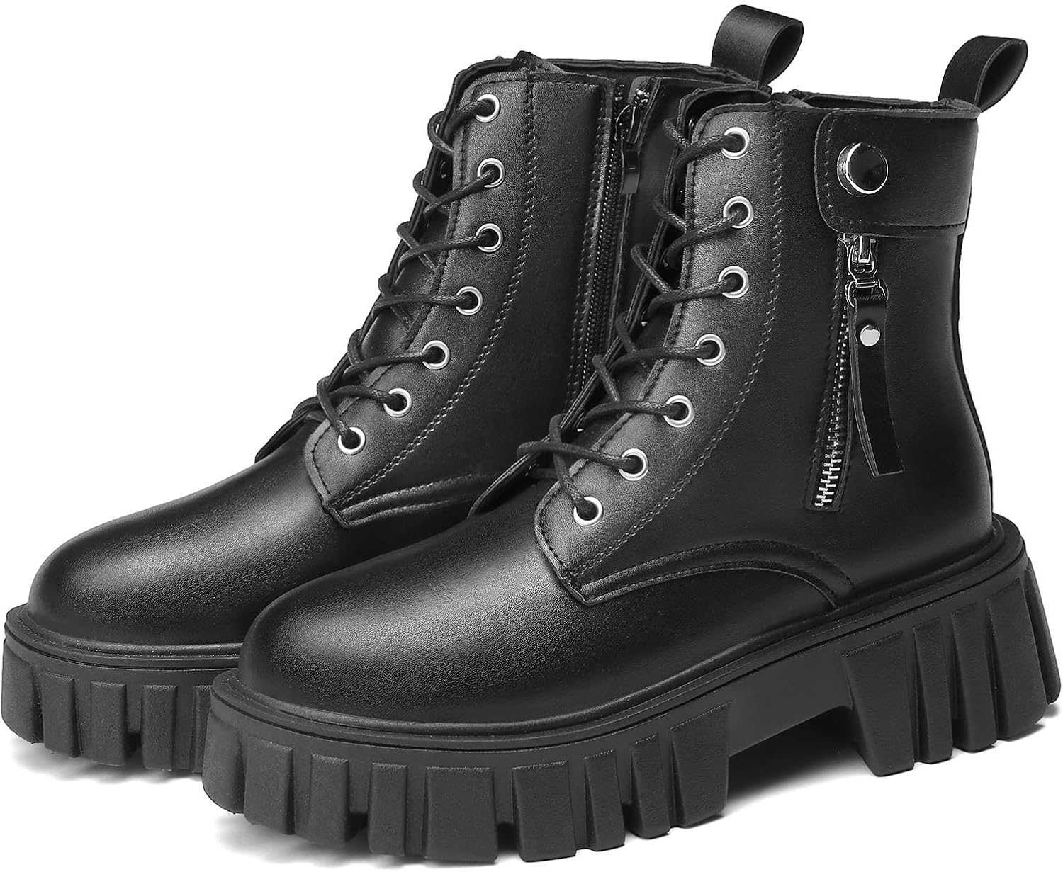 SANNAX Womens Boots Ankle Boots Ladies Classic Lace-up Chunky Boots Side Zipper Flatform Casual Boot Shoes 7 71vRG4yY7jL. AC SL1500