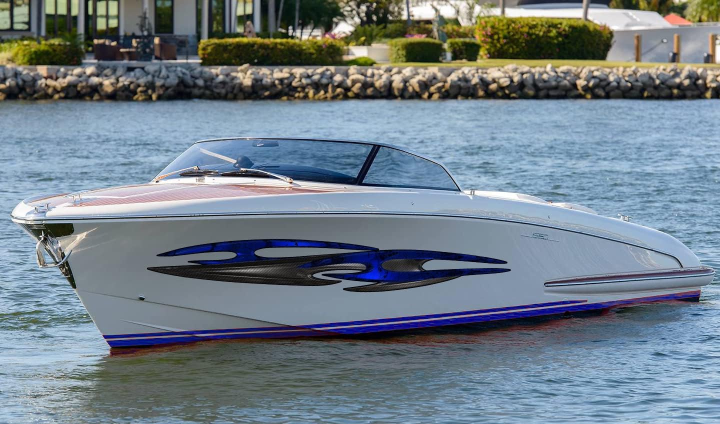 Yacht 3D Graphic, Tribal Ripped Metal Yacht Vinyl, Boat Wrap Sticker, Watercraft Vinyl Decal, Tribal Speed Boat Vinyl, Cigar Boat Wrap (5x60)
