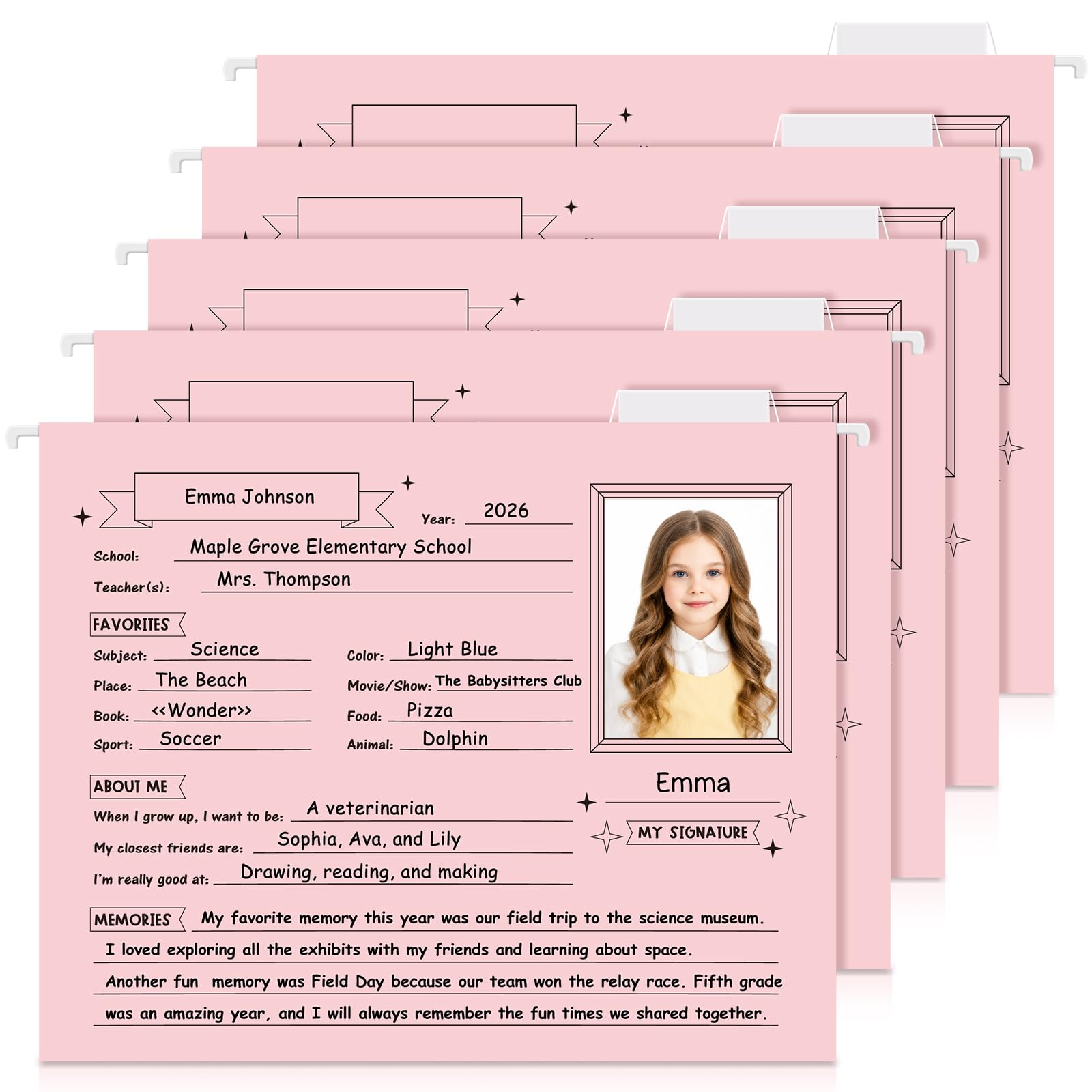 Photo 1 of Glenmal School Year Memory File Folders (25 Pack, Pink)