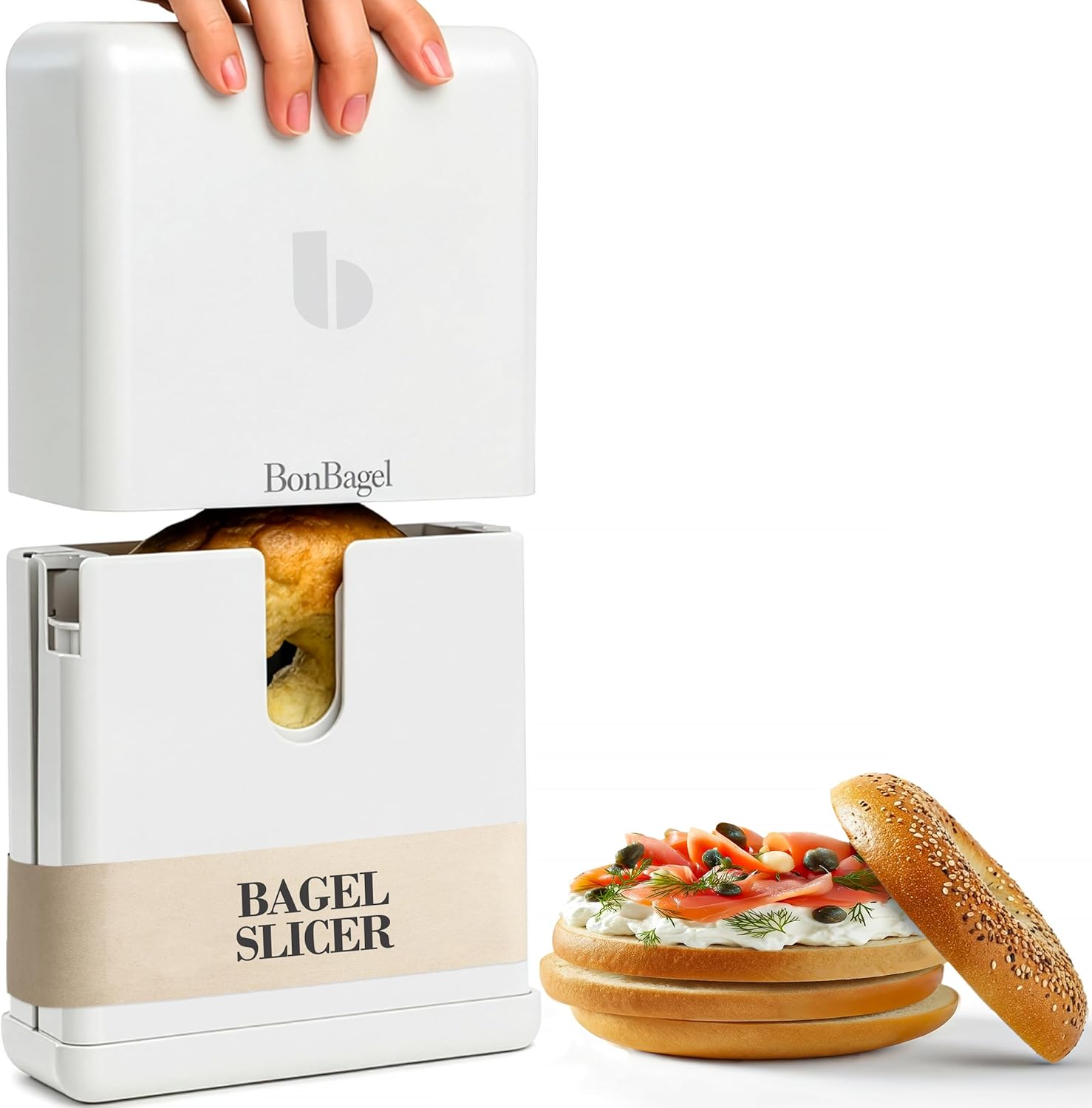 Effortless Bagel Slicing: Compact 7-Inch Cutter with Center Holder Effortless Bagel Slicing: Compact 7-Inch Cutter with Center Holder