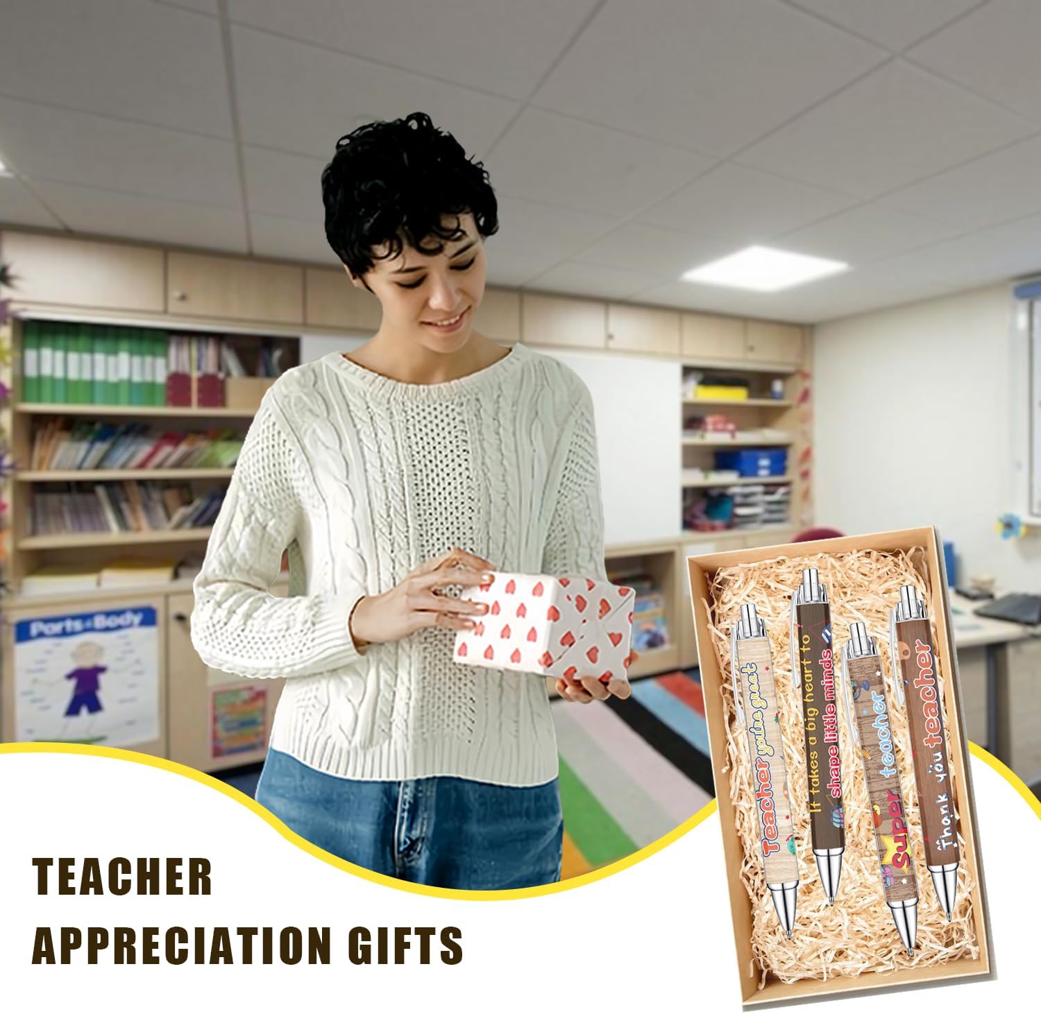 Idealmuzik 8 Teacher Pens,Gift for Teacher,Fun Cute Funny Best Pens Set,Teach Love Inspire Writing School Sayings Preschool Appreciation Gifts in Bulk - Image 6