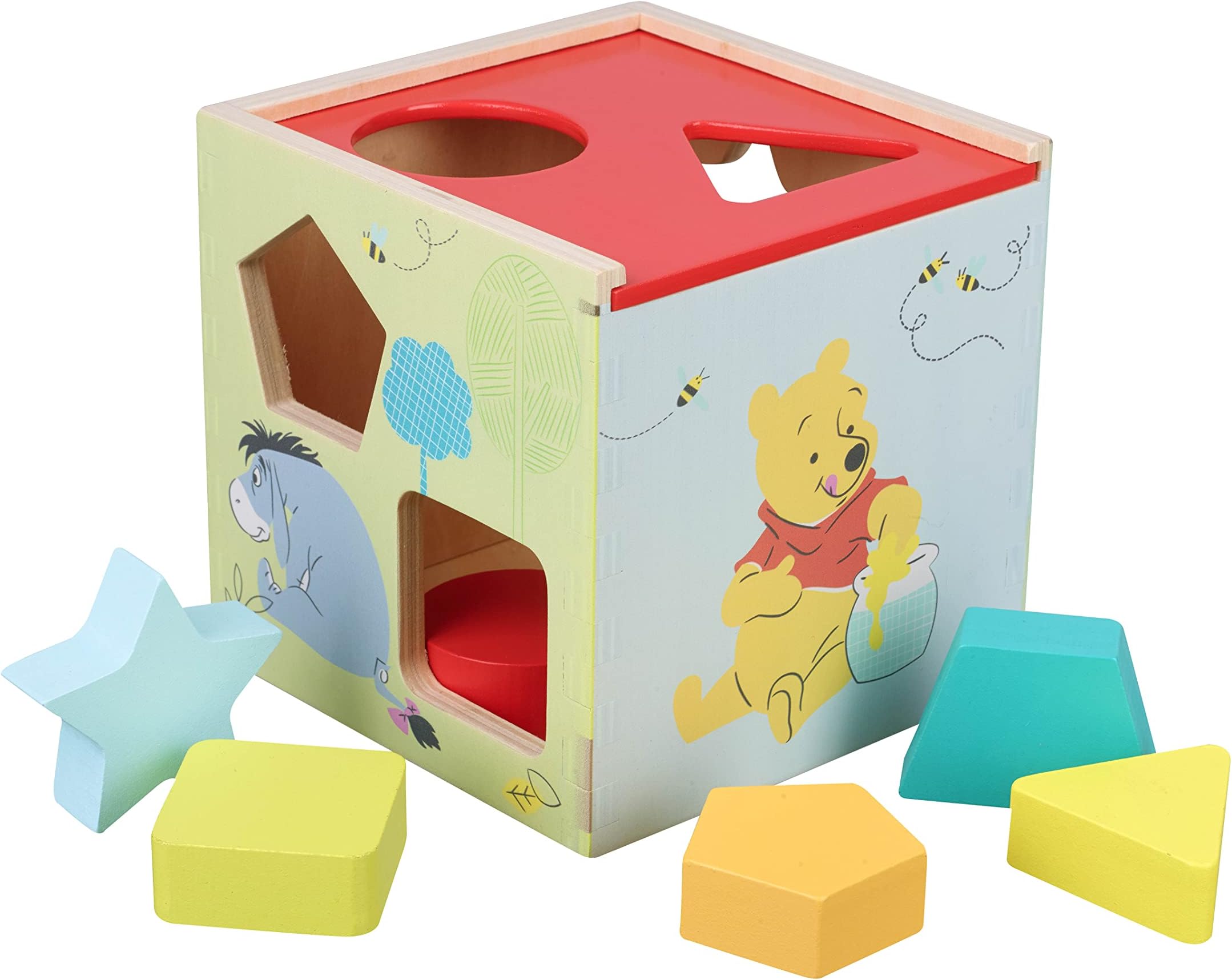 Disney Toys - Winnie The Pooh Wooden Shape Sorter - Educational Toys for 1 year old Toddler, Montessori Early Development & Activity Toys - Official Licensed Winnie The Pooh Gifts by Orange Tree Toys