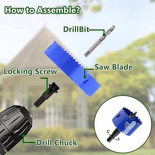 Vista 314 de Luomorgo - Sierra perforadora de 4 pulgadas/100 mm, acero de alta velocidad, profundidad de corte 1 1/4 pulgadas, adaptador de broca hexagonal