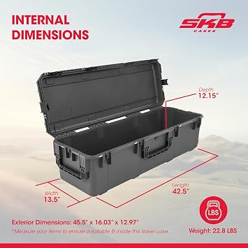 SKB Hard Protective Storage Case, Wheels for Equipment, iSeries 42 x 13 x 12, Dark Gray