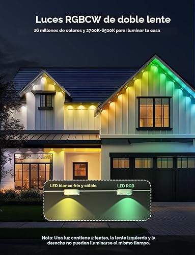 Miniatura 5 de APPECK Luces permanentes para exteriores Pro de 100 pies, 72 W RGBCW aleros de luces con 72 luces LED, 80 lm, cortables, 111 modos de escena,