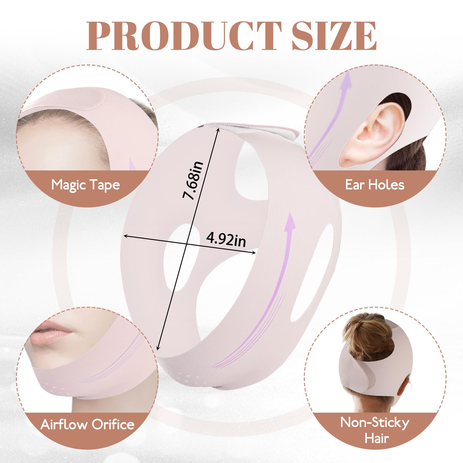 Reductor de Papada,Papada Reductor Mujer,Correa Facial Adelgazante Mentonera y Lifting Tape Reutilizable y Ajustable, Faja Facial Definidor de Mandíbula, Cinturón Facial con Efecto V - Line