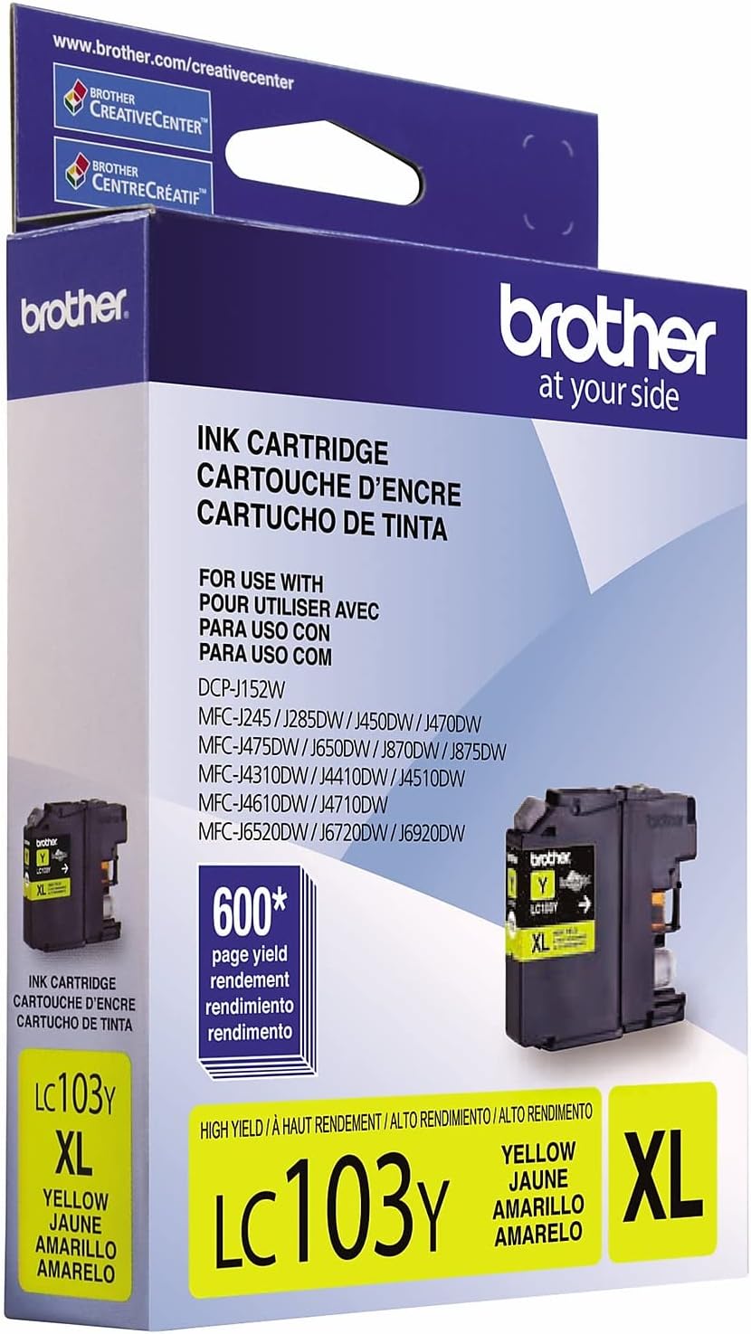 Brother Printer LC103Y High Yield Cartridge Ink, Yellow