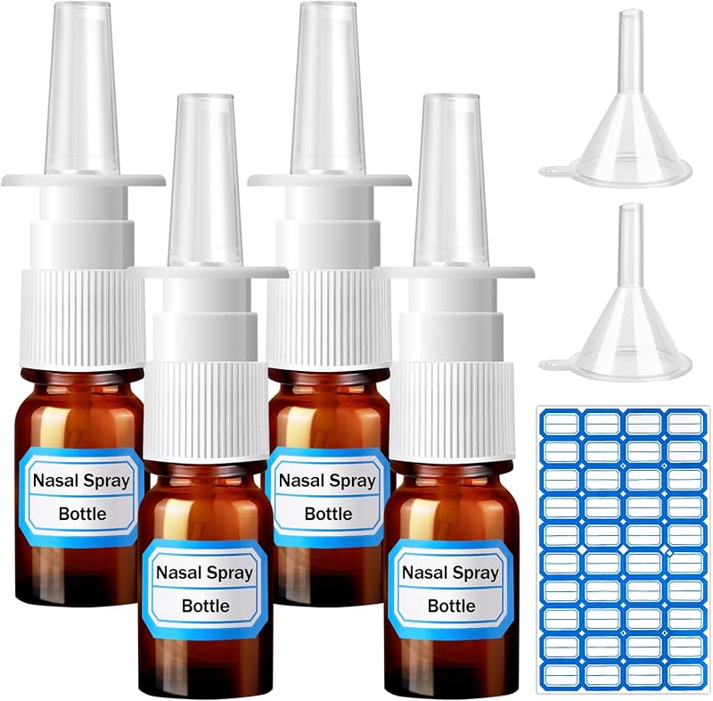 Frascos de spray nasal de vidro recarregáveis ZHWKMYP, 5 mL, pacote com 7