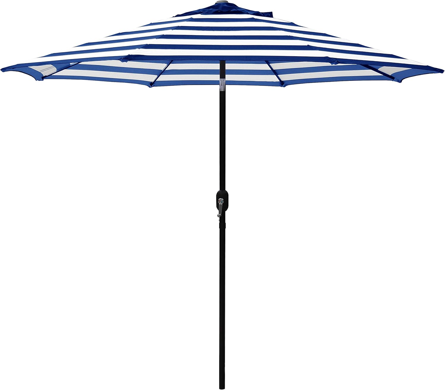 ABBLE Outdoor Patio Umbrella 9 Ft Stripe with Crank and Tilt, Weather Resistant, UV Protective Umbrella, Durable, 8 Sturdy Steel Ribs, Market Outdoor Table Umbrella - Blue and White