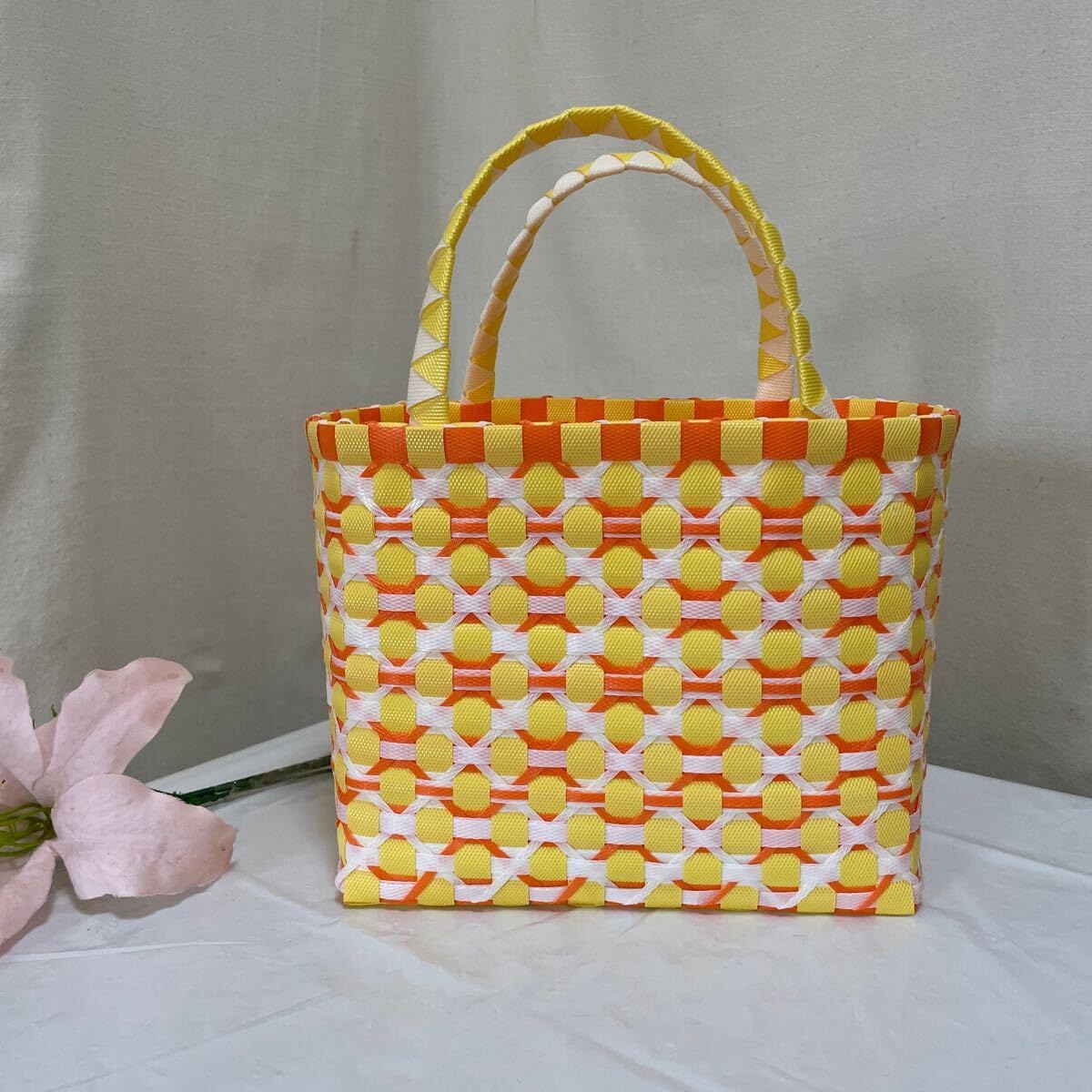 Amazon.co.jp: かごバッグ ハンドメイド PPバンドプラかご No 24462