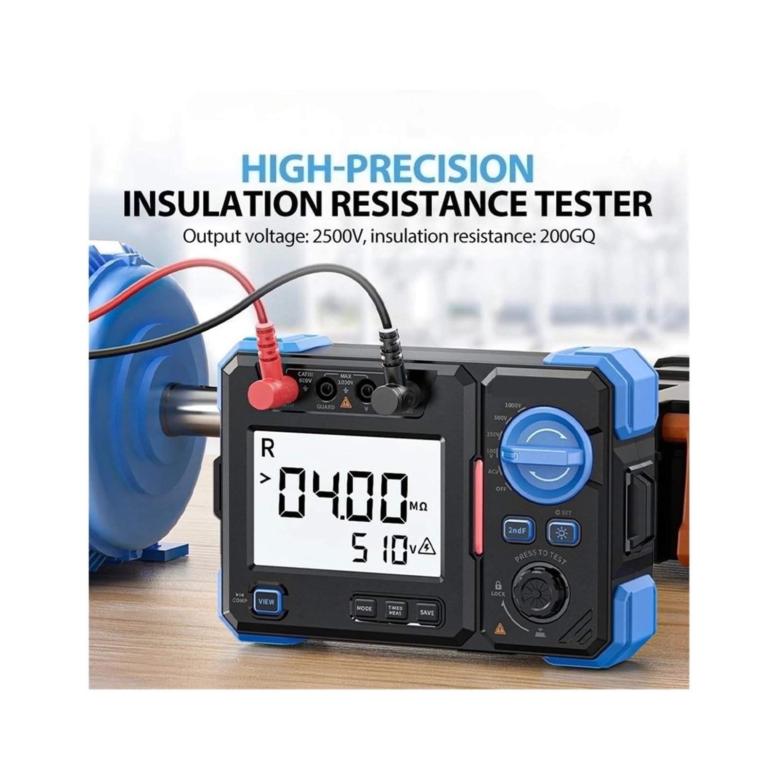 Tester Kabli Sieciowych, Miernik Rezystancji - Tester Izolacji 1000V 20GΩ Megomomierz | Pomiary AC/DC, Automatyczne Rozładowanie