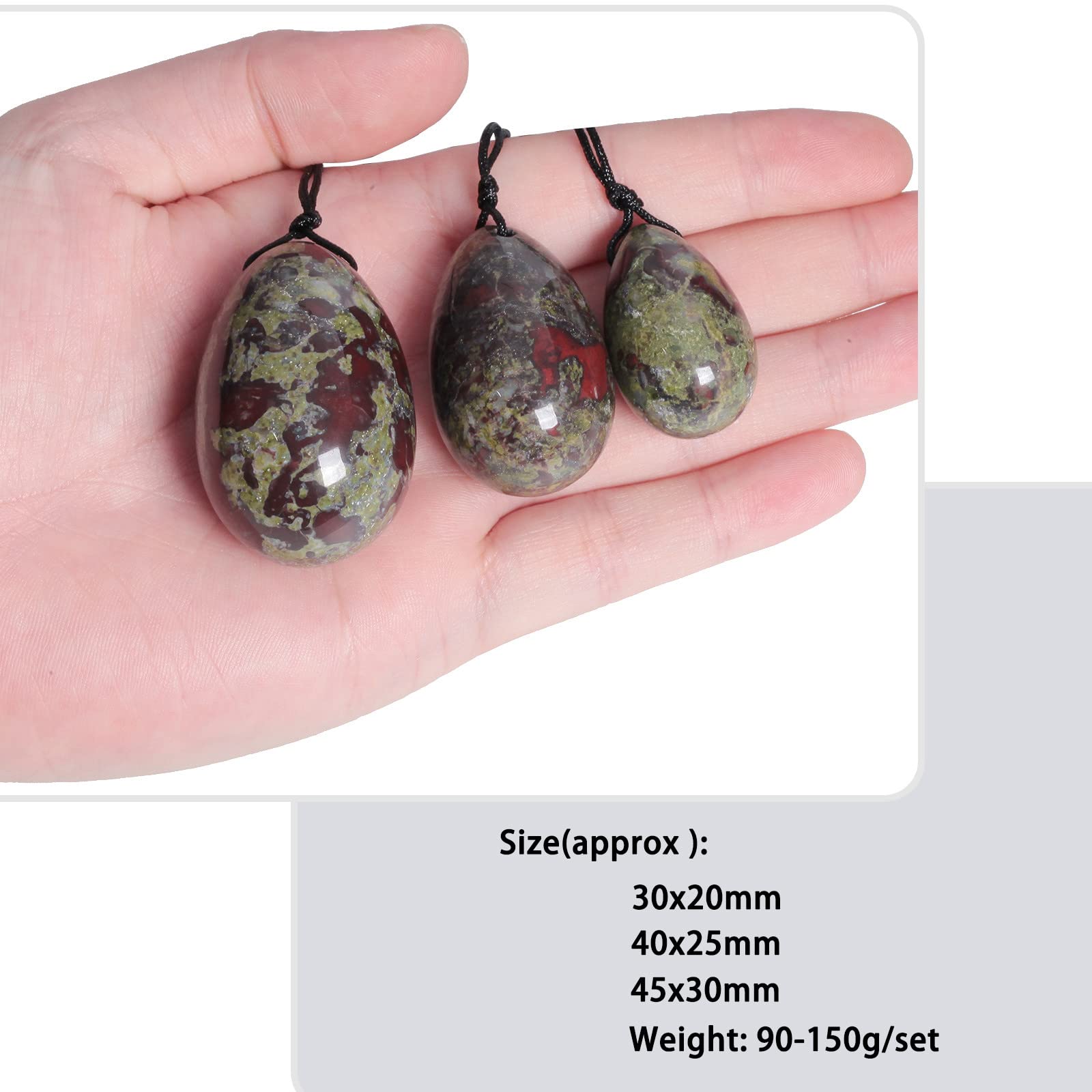Nupuyai Dragon Blood Stone Crystal Stone Yoni Eggs Set of 3 - Image 2