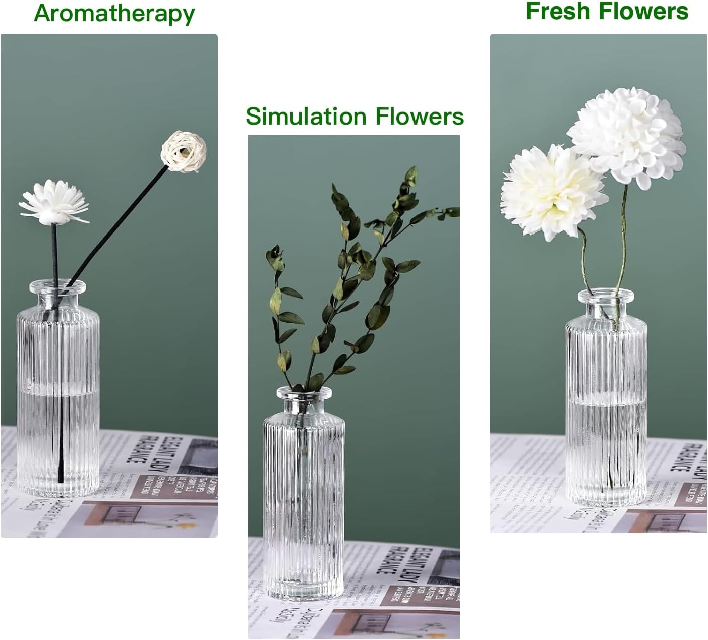 Glass Bud Vases Set of 12, Ribbed Bud Vases in Bulk, Mini Vases for Centerpieces, Small Clear Vintage Vase for Table Decorations, Wedding Decor, Home (Ribbed) - Image 5