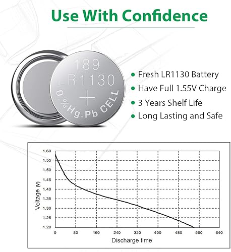 Miniatura 3 de LiCB Paquete de 10 baterías LR1130 AG10 de 1.5 V de larga duración alcalinas de botón