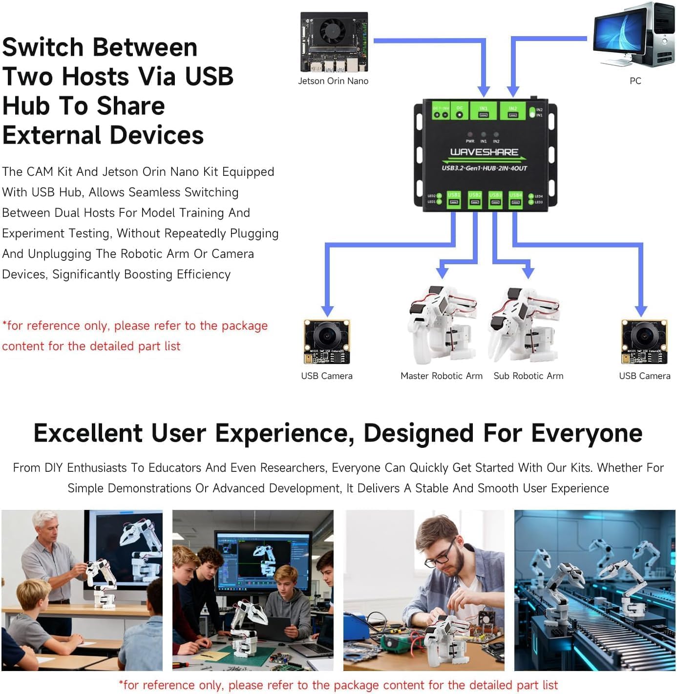 SO-ARM101, Open-Source 6-Axis Robotic Arm, Native Support for Hugging Face LeRobot, High-Torque Bus Servo, Photosensitive Resin 3D-Printed Parts @XYGStudy (SO-ARM101 No-3DP Parts Kit (SE))