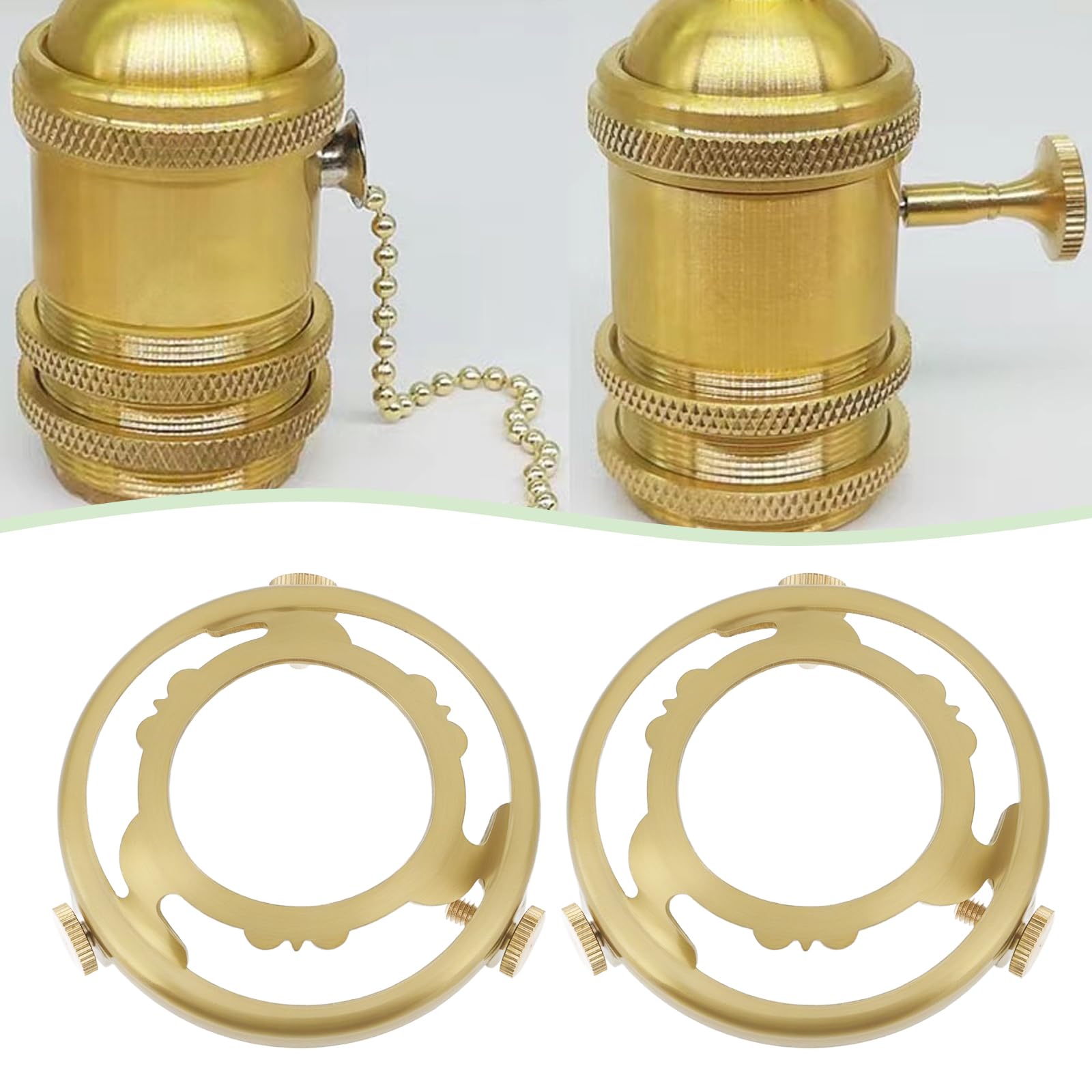 YINETTECH 2Pcs Brass Light Shade Gallery 60mm Lamp Holder with Secure Screw Fittings for Pendant Lights Custom Lighting Designs - Image 3
