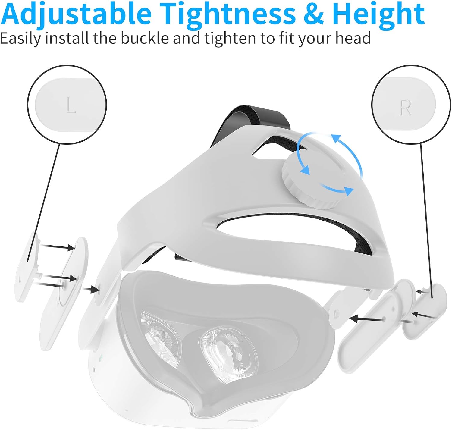 Head Strap Accessories Compatible with Quest 2, Elite Strap Replacement Adjustable, Advanced Support and Comfort Using VR, Durable and Lightweight