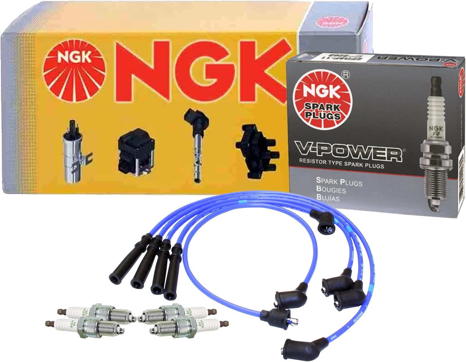 NGK Wire & 4 VPower Spark Plugs Kit For Toyota 4Runner Pickup 2.4 L4 Vin R 84-92