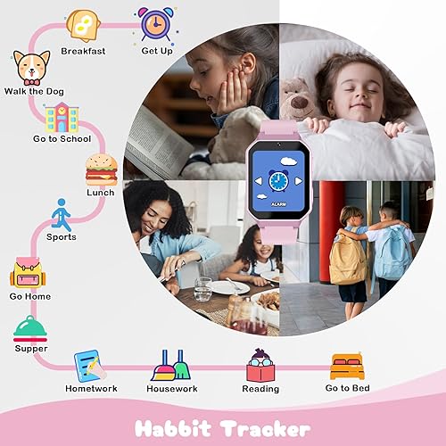 Miniatura 6 de Relojes inteligentes para niños de 5-7, 8-10, reloj para niños con 26 juegos, reloj podómetro para niños con tarjeta de aprendizaje, audio, libro,