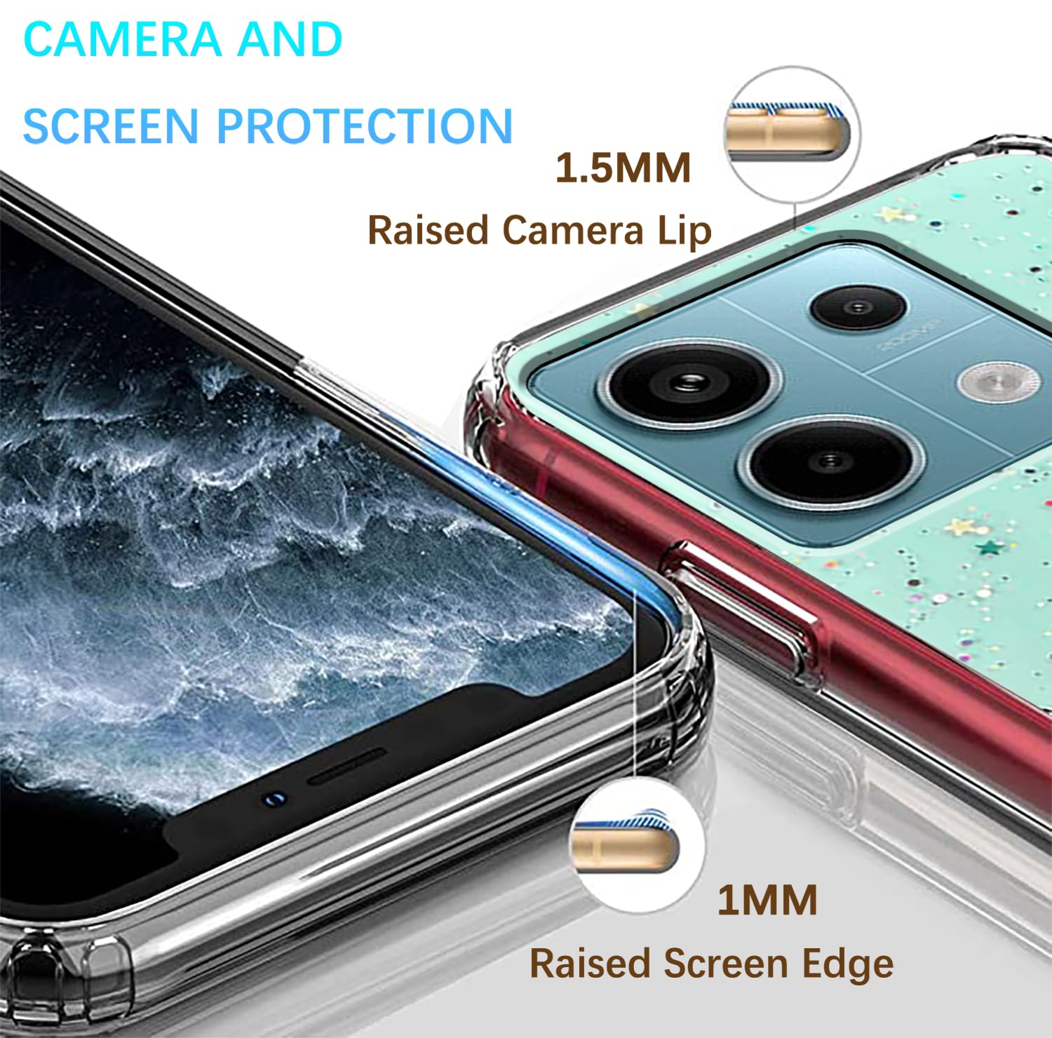 Custodia Glitter Per Xiaomi Redmi Note 13 Pro 4G: Silicone Trasparente Con Brillantini Rimovibili. Protezione E Stile! - 3