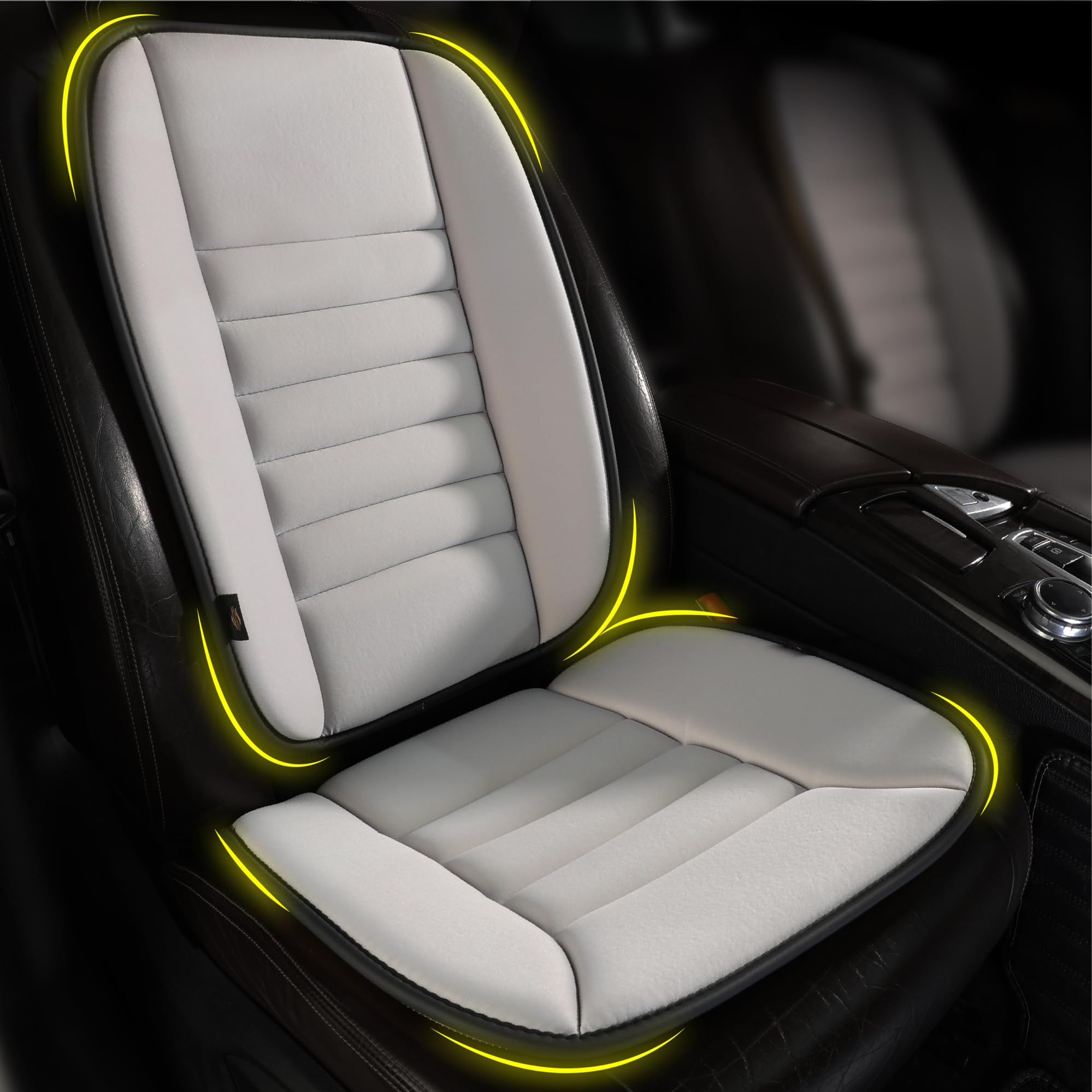 kingphenix Cojín para Asiento de Coche con Almohada de Soporte Lumbar: Diseño de Espuma Viscoelástica Mejorada para Alivio del Dolor, Ideal para Conductores y Uso en Oficina - Comodidad Lombar