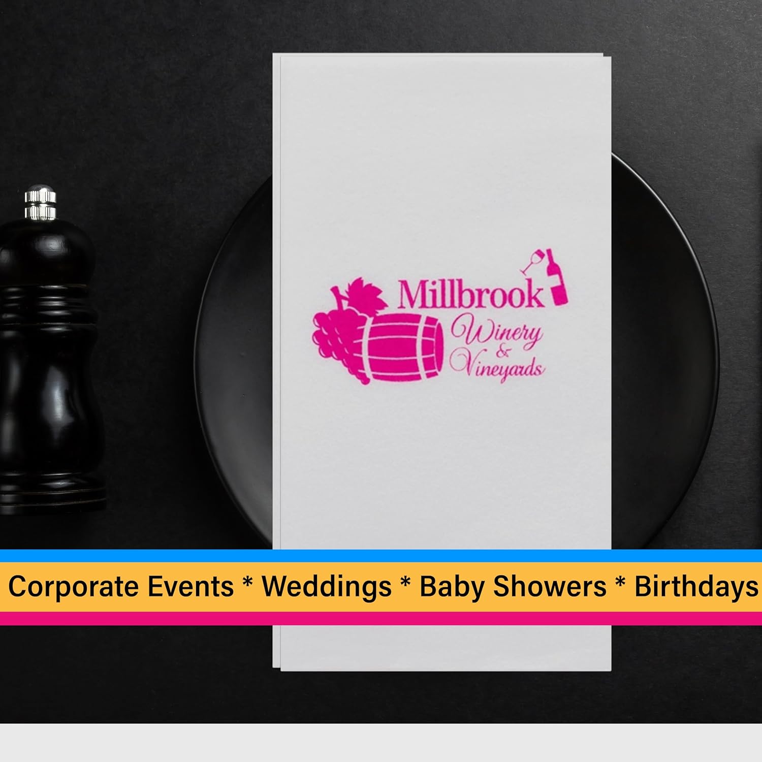 Custom Airlaid Linen-Like Buffet Guest Napkins - One Color Imprint for Banquets, Weddings, Galas, and Events